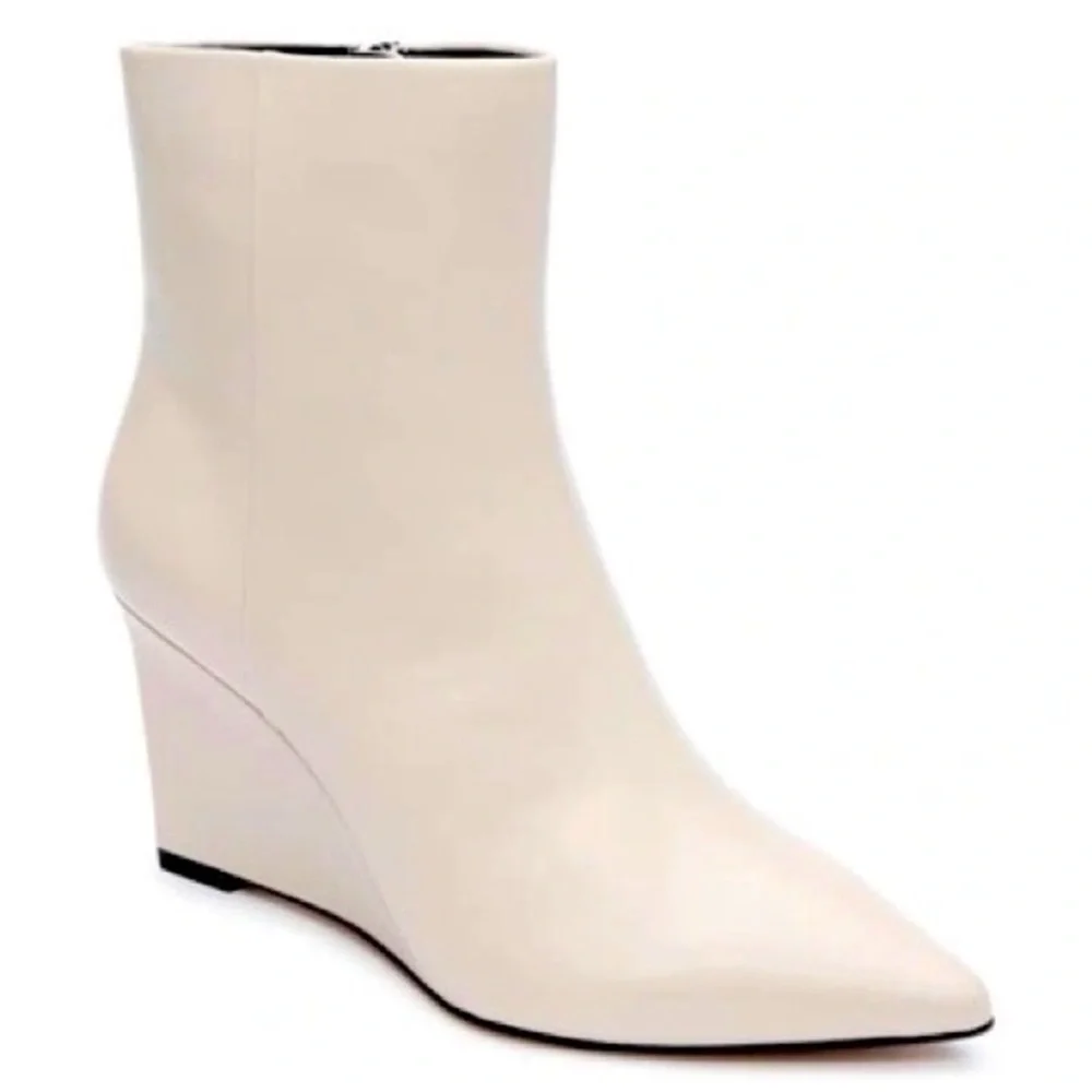 BN Sanctuary Cream Pacer Wedges Boots Size 9M